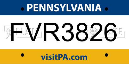 FVR3826 Pennsylvania License Plate