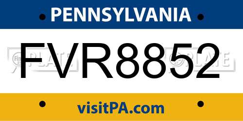 FVR8852 Pennsylvania License Plate