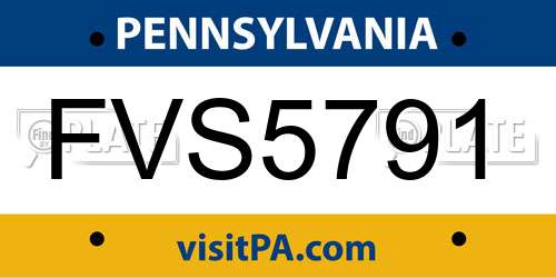 FVS5791 Pennsylvania License Plate
