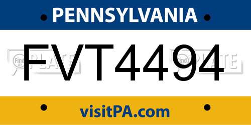 FVT4494 Pennsylvania License Plate