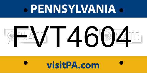 FVT4604 Pennsylvania License Plate