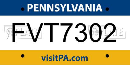FVT7302 Pennsylvania License Plate