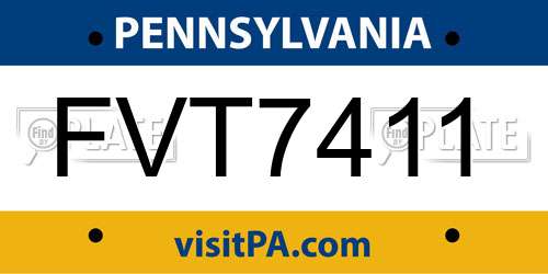 FVT7411 Pennsylvania License Plate