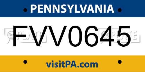FVV0645 Pennsylvania License Plate
