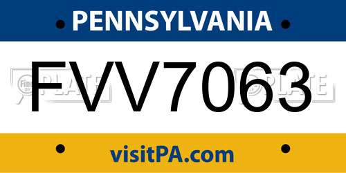 FVV7063 Pennsylvania License Plate