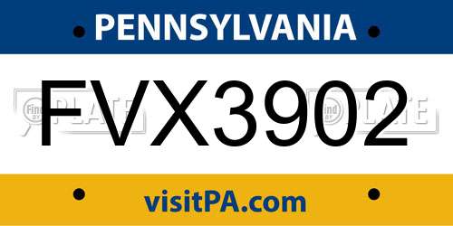 FVX3902 Pennsylvania License Plate