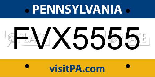 FVX5555 Pennsylvania License Plate