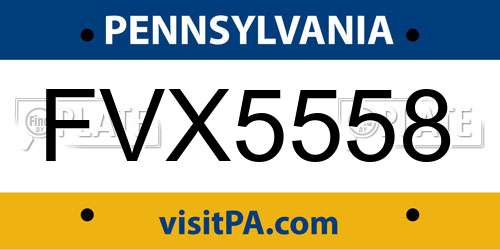 FVX5558 Pennsylvania License Plate