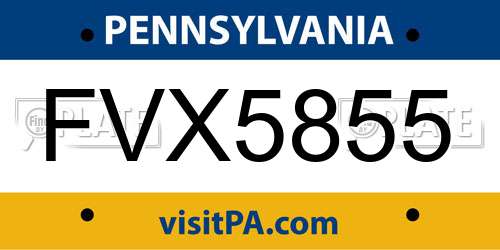 FVX5855 Pennsylvania License Plate