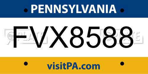 FVX8588 Pennsylvania License Plate