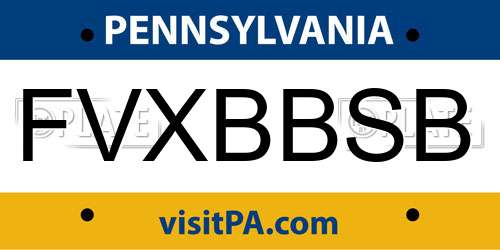 FVXBBSB Pennsylvania License Plate