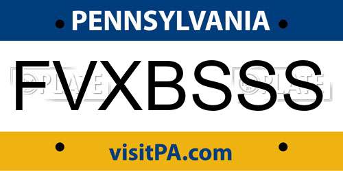 FVXBSSS Pennsylvania License Plate