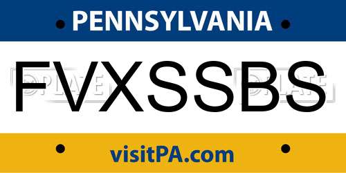 FVXSSBS Pennsylvania License Plate