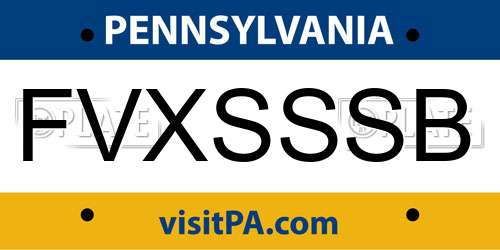 FVXSSSB Pennsylvania License Plate