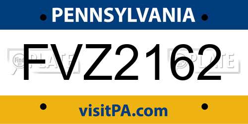 FVZ2162 Pennsylvania License Plate