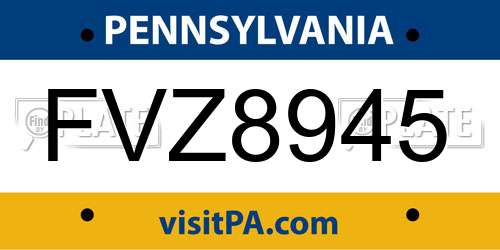 FVZ8945 Pennsylvania License Plate