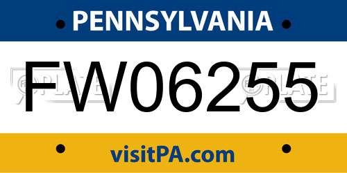 FW06255 Pennsylvania License Plate