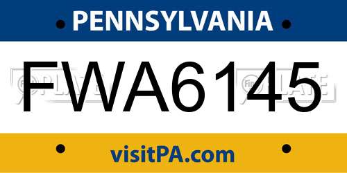 FWA6145 Pennsylvania License Plate