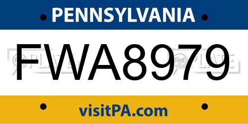 FWA8979 Pennsylvania License Plate