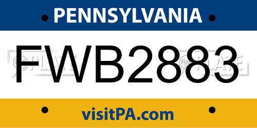 FWB2883 Pennsylvania License Plate