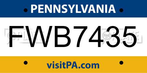 FWB7435 Pennsylvania License Plate