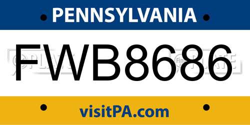 FWB8686 Pennsylvania License Plate