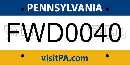 FWD0040 Pennsylvania License Plate