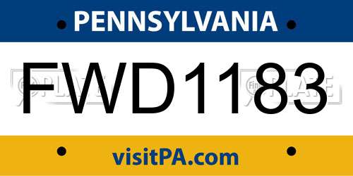 FWD1183 Pennsylvania License Plate