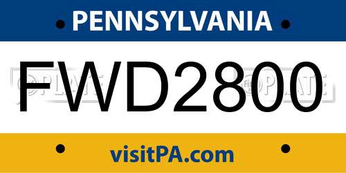 FWD2800 Pennsylvania License Plate