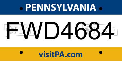FWD4684 Pennsylvania License Plate