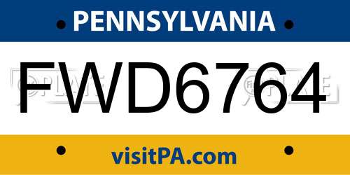 FWD6764 Pennsylvania License Plate