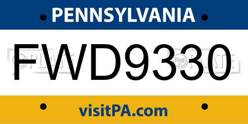 FWD9330 Pennsylvania License Plate