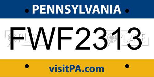 FWF2313 Pennsylvania License Plate