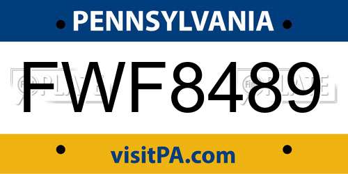FWF8489 Pennsylvania License Plate