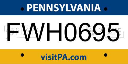 FWH0695 Pennsylvania License Plate