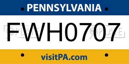 FWH0707 Pennsylvania License Plate