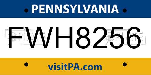 FWH8256 Pennsylvania License Plate