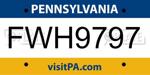 FWH9797 Pennsylvania License Plate
