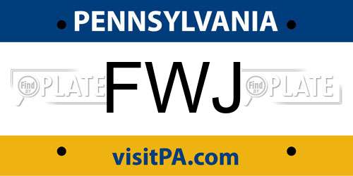FWJ Pennsylvania License Plate