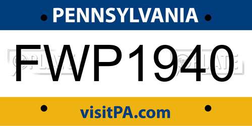 FWP1940 Pennsylvania License Plate