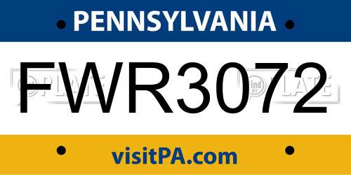 FWR3072 Pennsylvania License Plate