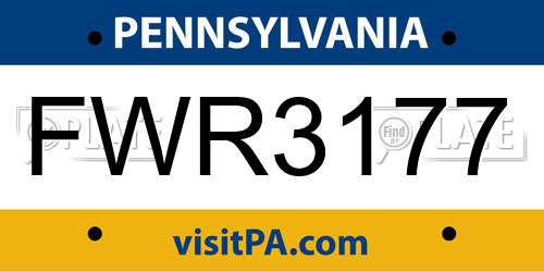 FWR3177 Pennsylvania License Plate