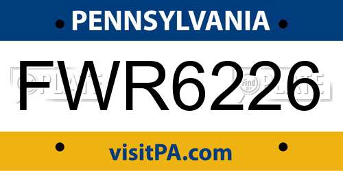 FWR6226 Pennsylvania License Plate