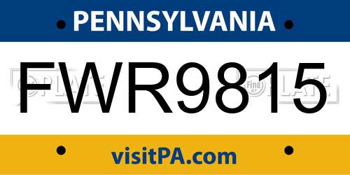 FWR9815 Pennsylvania License Plate
