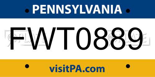 FWT0889 Pennsylvania License Plate