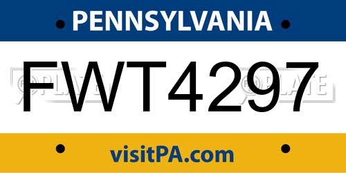 FWT4297 Pennsylvania License Plate