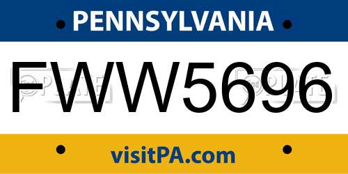 FWW5696 Pennsylvania License Plate
