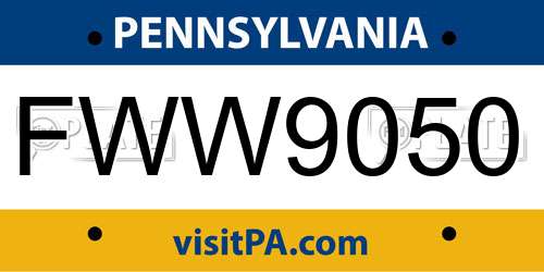 FWW9050 Pennsylvania License Plate