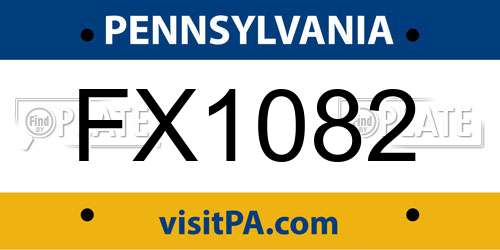 FX1082 Pennsylvania License Plate