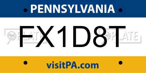 FX1D8T Pennsylvania License Plate